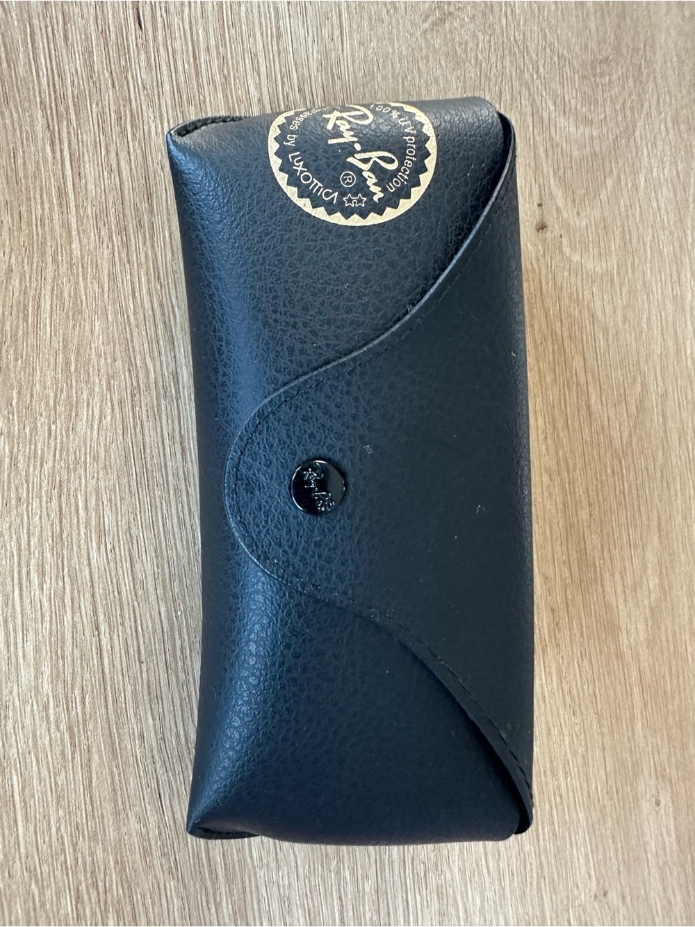 Ray-Ban Black Leatherette Sunglasses Case with Gold Logo